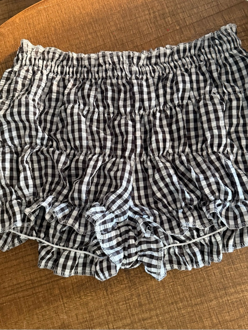 Shein Black & White Gingham Ruffle Women’s Shorts